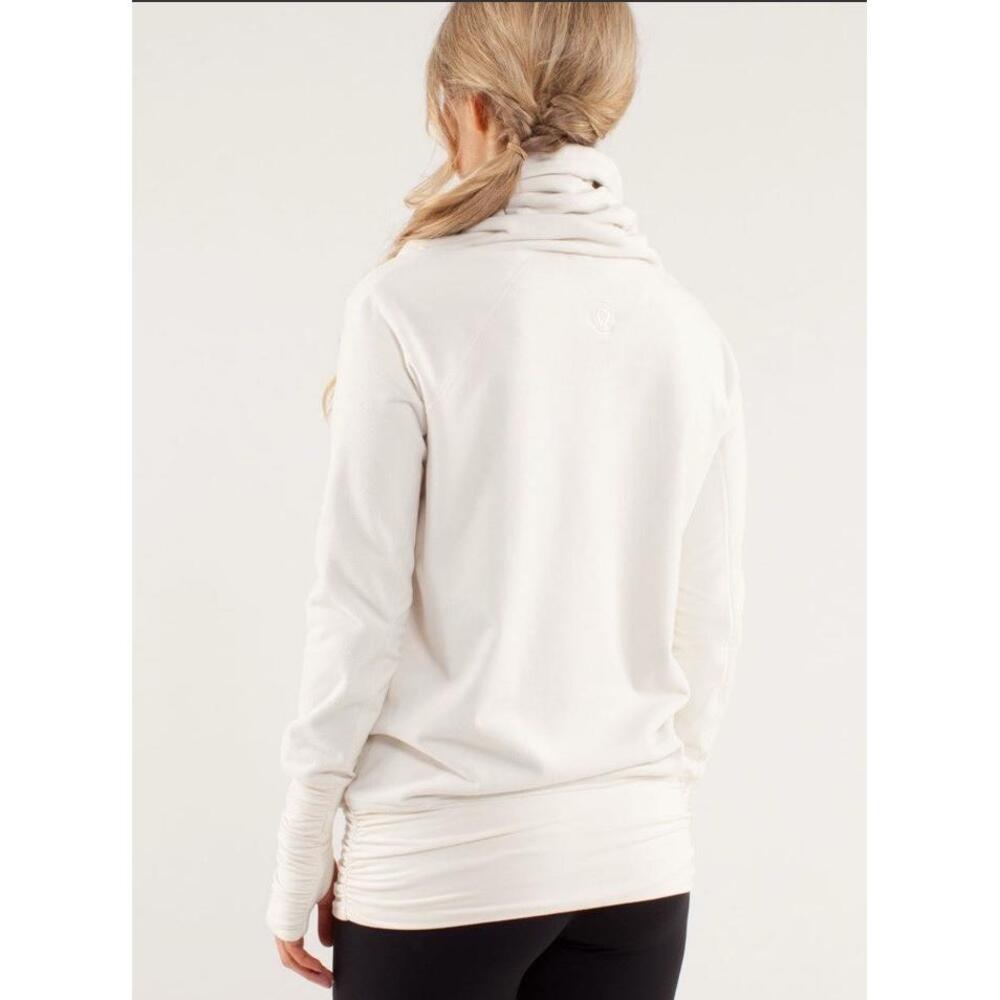 Lululemon Dont Hurry Be Happy Funnel Sweatshirt Womens Size Medium Bone CowlNeck - Picture 12 of 16
